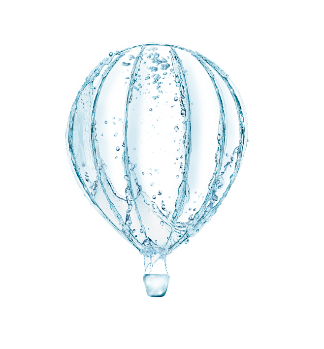 海面上飘着水做的热气球 清新水元素 pn...