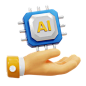 HAND WITH AI CHIP  3D Icon
