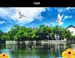 蓝天白云湖水自然风景  - 源文件下载【酷图网】壁画,墙画,壁纸,自然风景,蓝天白云,湖水,风景,古建筑,仿古建筑,园林建筑,中式建筑,中式园林,建筑,园林,景观公园,亭台楼阁,景点,湖风光,