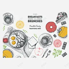 彩色美食插画矢量图高清素材 咖啡 插画 矢量图 精美 精致 苹果 西柚 鸡蛋 黑白 元素 免抠png 设计图片 免费下载 页面网页 平面电商 创意素材