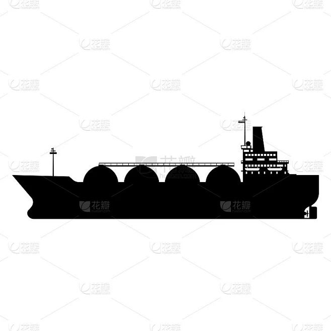 Icon Gas油轮LNG运输船天然气。船承运人。矢量插图孤立平面设计素材-花瓣网