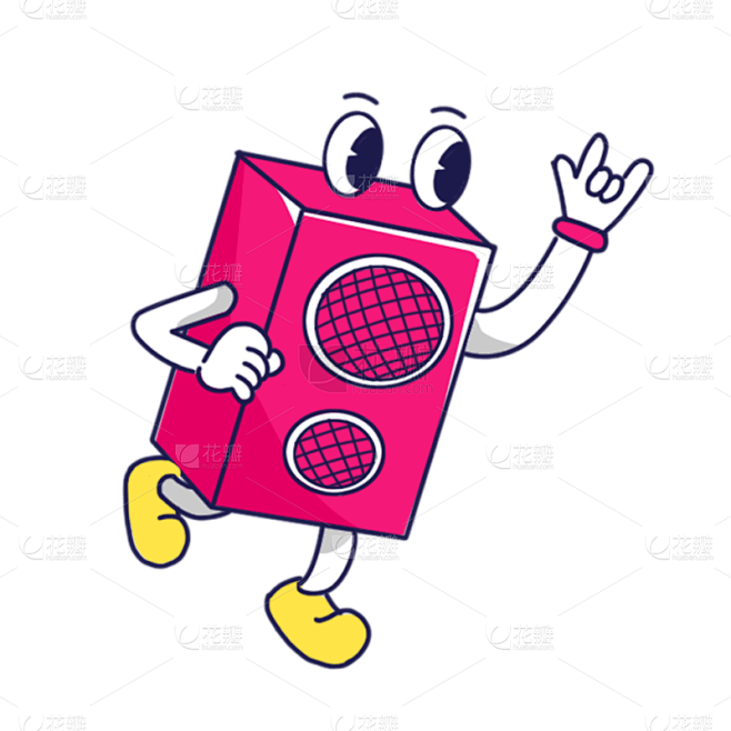 拟人风教育培训音响元素贴纸