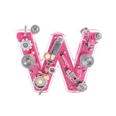 粉色机械机甲创意英文字符字母W