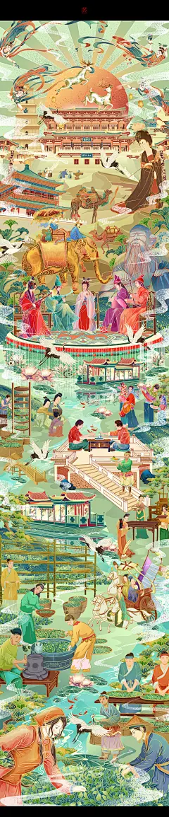 茶艺传承||国潮茶叶包装插画设计长卷-古田路9号-品牌创意/版权保护平台