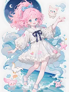 限定·萌系踏浪少女丨可爱女生头像壁纸