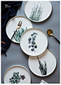 摩登主妇日式植物陶瓷餐具家用9寸盘子菜盘西餐盘创意水果沙拉盘-淘宝网