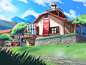 Hateno Village house tree the legend of zelda dwtd skyblue sky link zelda village illustration