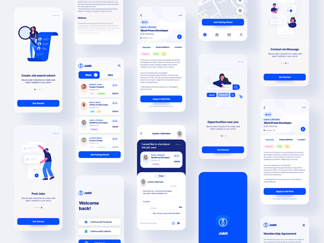 Jobit App ui ux插图设计启...