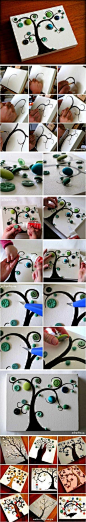 【亲子DIY】 绝佳亲子游戏，和宝宝一直制作扣子树~~~ 漂亮又有趣。还能永久保留……装饰起来~~~ 另外， 图片里的小圆手好嫩啊！！