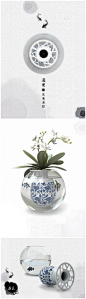 视觉日刊：『花瓶鱼缸』这是一个新中国风的设计作品，结合了花瓶和鱼缸的功能，结合了传统青花瓷和现代感比较强的玻璃这两种元素。青花花瓶的瓶口采用了中国传统的图案，镂空留出了大面积的空间供鱼儿呼吸。花瓶直接架在鱼缸上面，非常方便换水和喂食。玻璃透明的“虚”和花瓶的“实”，为家里带来无限的生机。
