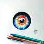 #插画艺术作品# 插画师Gelson Fonteles用圆珠笔画的一组眼睛作品，太完美了！来自：@Sai大师