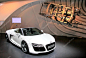 WOLFSBURG, GERMANY - AUGUST 14, 2014: German sports car Audi R8 at the museum of the Volkswagen Autostadt.