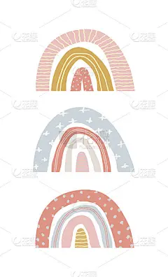 Vector set of cute spring rainbows