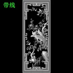 K218精雕图浮雕灰度图雕刻四季花图库