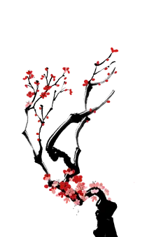 古风唯美水墨梅花 PNG透明免扣图片兰花腊梅点缀元素 PS设计素材