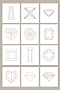 钻石切割手绘素描线稿素材矢量图形