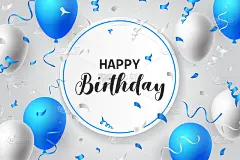 生日快乐气球排版横幅背景插图海报设计模板生日庆典贺卡