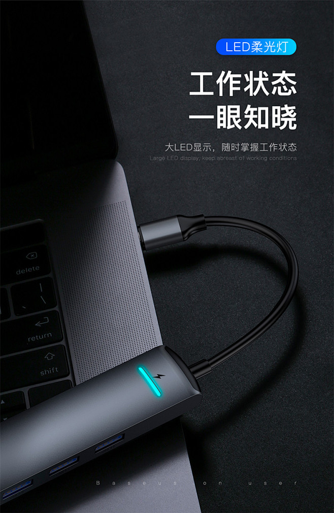 倍思Type-C扩展坞拓展苹果电脑转换器...