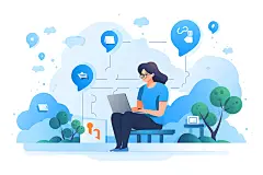 社交软件对话网络扁平风插画