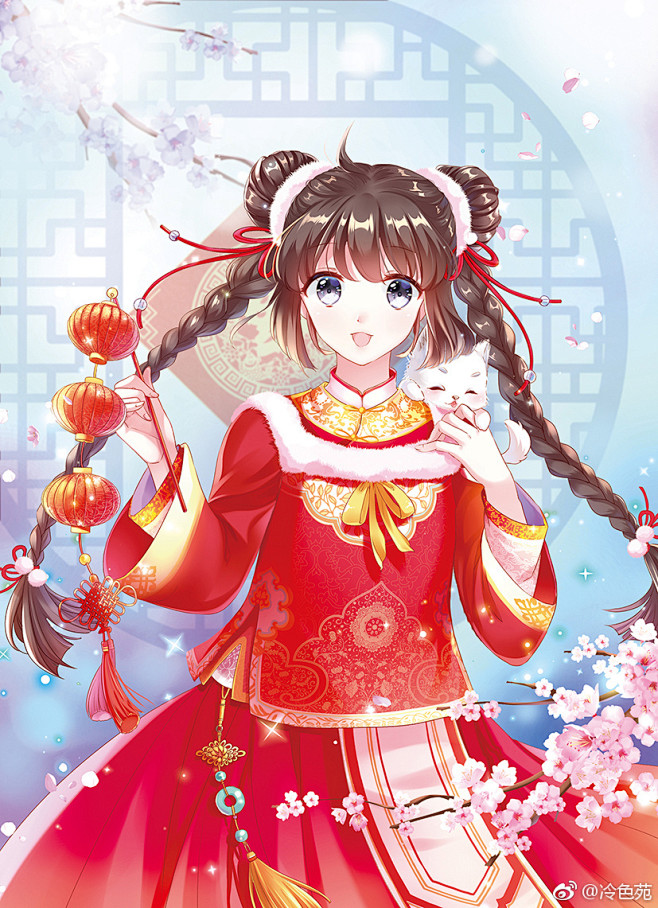动漫底图少女校园冷色苑