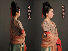 夏日酸梅采集到61：6：1衣：夏：唐 披肩/背子+薄短衫+裙