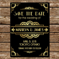 Roaring ’20s Gatsby-Inspired Save the Date ($10): Set the theme for your wedding right away with these ’20s-inspired save the dates. Your guests will be super pumped to party in style with you.: 