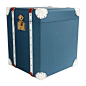 北欧天蓝色灯柜带锁手工皮布床头柜复古不锈钢柜