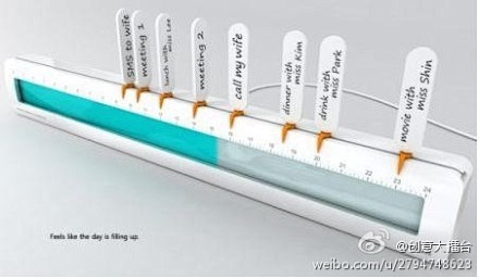 随着时间的流转，尺子内的蓝色指示条会从左...