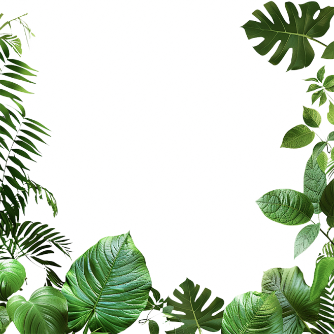 花瓣素材_植物通用绿色实景树叶边框元素素...