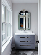White & Grey Transitional - Transitional - Powder Room - New York - by Karen Berkemeyer Home | Houzz