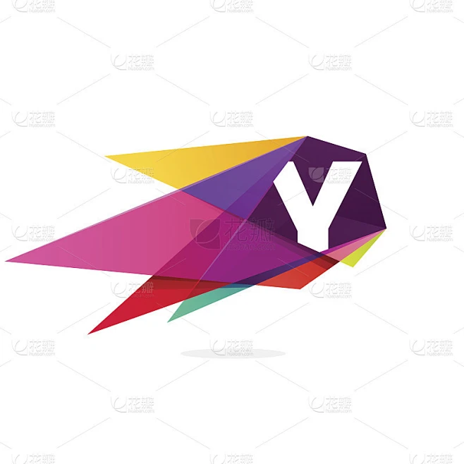 Y字母图标与多边形彗星。素材-花瓣网