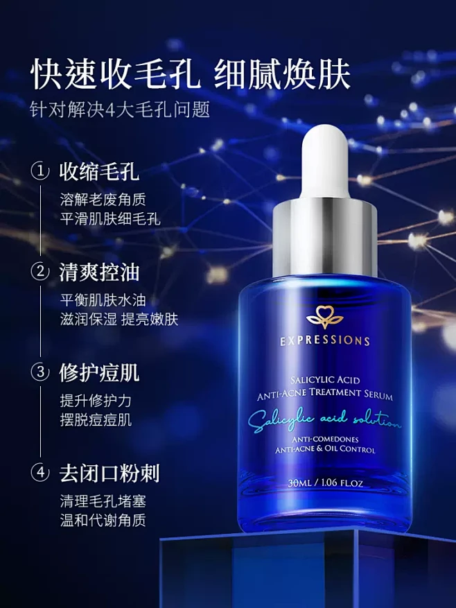 进口水杨酸原液收缩毛孔粗大淡化痘印痘坑修...