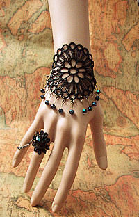 DIY 复古蕾丝手链 腕带 水晶 戒指 ...
