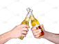 啤酒瓶,手,两个物体,啤酒,饮食,四肢,水平画幅,人,拿着