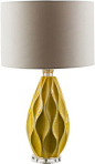 Bethany Textured and Colored Ceramic Table Lamp With Drum Shade, Yellow - contemporary - Table Lamps - Matthew Izzo@北坤人素材