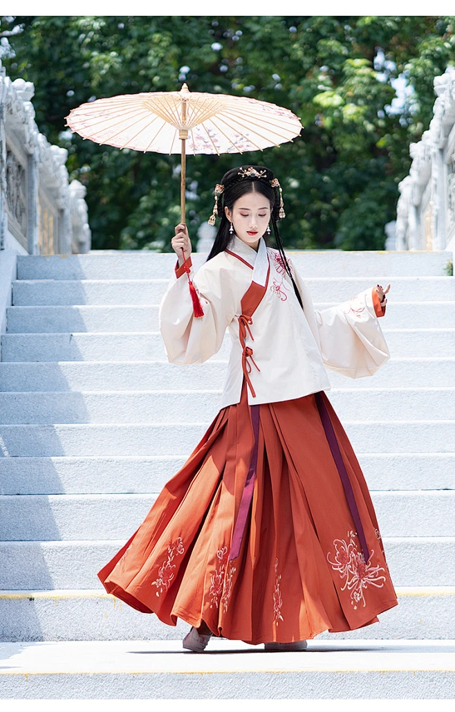 彼岸花汉服女中国风刺绣交领明制袄裙马面裙秋冬日常古风学生套装-淘宝网-花瓣网