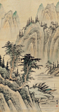 杨晋——无题【杨晋】山水 立轴欣赏 | 
清|杨晋(1644-1728)字子和、子鹤，号西亭、谷林樵客、鹤道人，又署野鹤。宫廷画家，以界画见长。工农村景物，尤善画牛，多写意，兼及人物写真，花鸟草虫。山水为王翚入室弟子，凡有人物、舆轿、驼马牛羊等皆命补之。尝摹内府所藏名迹。