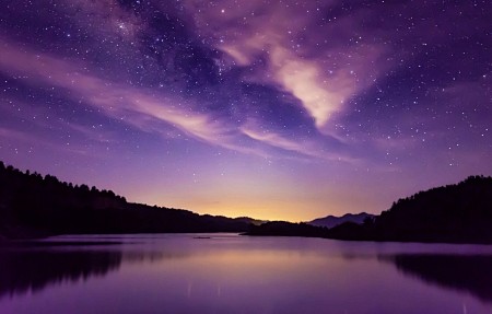 晚上 星空 湖水 4k风景壁纸3840x...