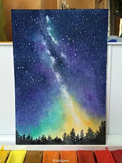 手绘水彩星空