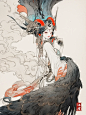 昔日人间妖艳子， 化身精卫展翅蓬