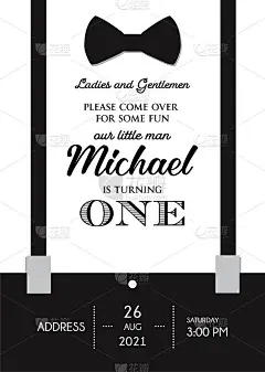 第一个男孩的生日邀请函