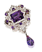 GOLD, PLATINUM, AMETHYST AND DIAMOND PENDANT-BROOCH, TIFFANY 
