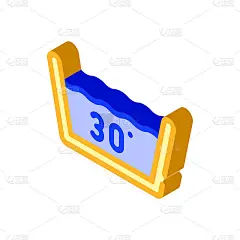 水温洗涤衣服等距图标矢量插图