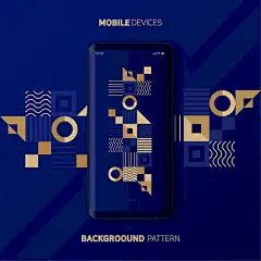 70107手机新品科技感海报设计背景图孟菲斯创意几何图案壁纸AI失量素材 (6)