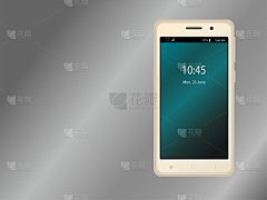 金色智能手机与一个渐变屏保。