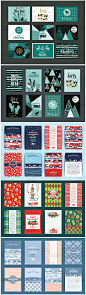 创意手绘色块图案圣诞海报封面模板ai矢量系列贺卡券平面设计素材-淘宝网
