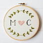 Custom Monogram Embroidery Hoop Art, Hand Embroidered Initials, Unique Wedding Gift, Gifts For Couples, Custom Wedding Sign: 