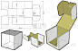 简单包装盒(内径10x10x10cm)和模切图案。.eps文件是完整的，功能齐全。为真正的纸板生产准