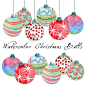 Christmas Clipart Christmas Balls Watercolor by SwiejkoForPrint