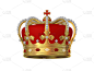 金色皇冠装饰红色和白色的宝石- 3D插图